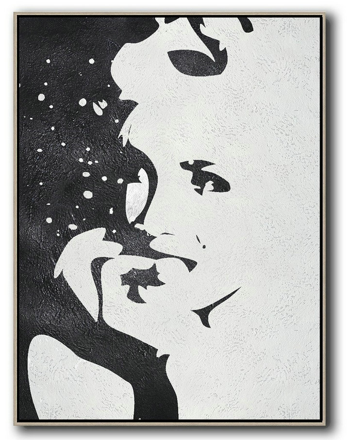 Abstract Art On Canvas, Modern Art,Black And White Minimal Painting On Canvas - Size Extra Large Abstract Art